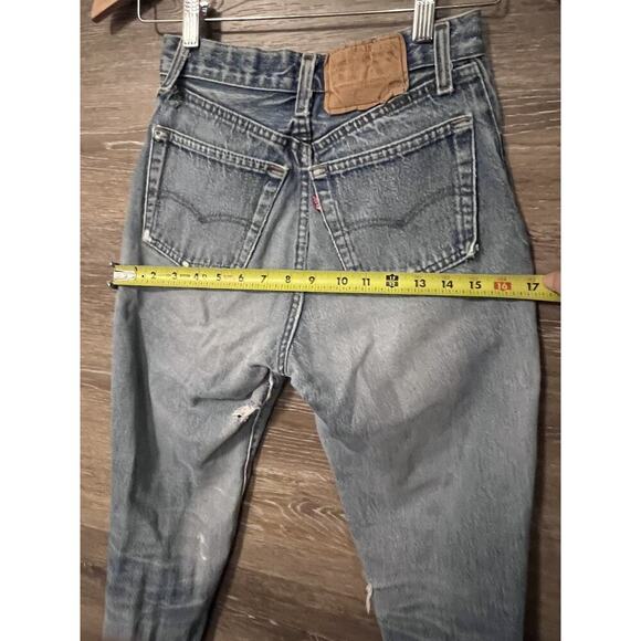 Vintage 90s Levi’s 501 Button Fly Denim Jean Womens Sz 24x31 Blue High Waist - Picture 13 of 13